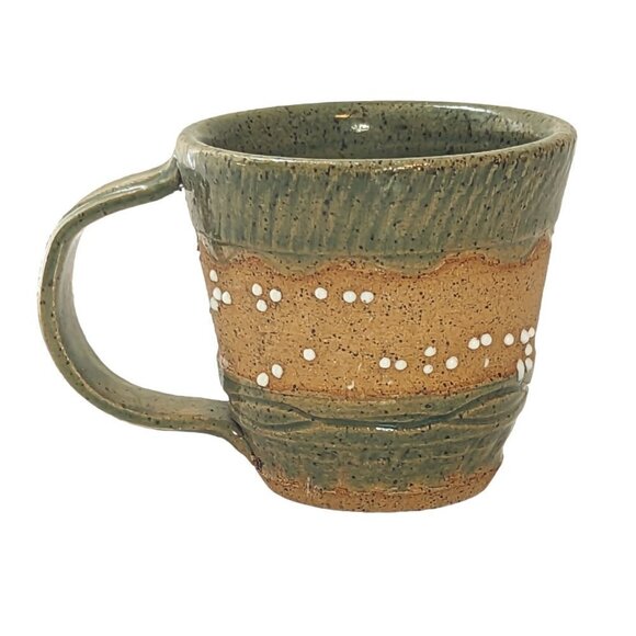 Studio Pottery Ceramic Cup Mug Earthenware Raised Dots Boho Coffee Tea - Picture 1 of 8